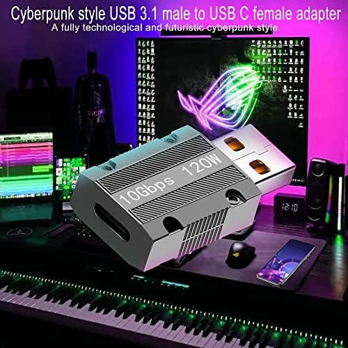 QIANRENON USB Адаптер 3.1 към USB C в стил Mecha Cyberpunk 10 gbps USB3.1 Конвертор на данни между мъжете и жените тип