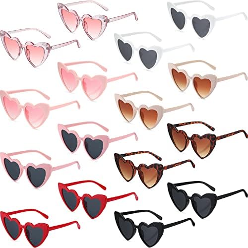 16 Чифта Слънчеви очила във формата на сърце, Vintage Слънчеви очила във формата на Сърце, Очила за Свети Валентин, Очила