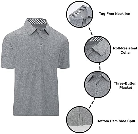YAMANMAN Мъжки Ризи за голф Performance Dry Fit Абсорбиращи Влагата Ежедневни Ризи Топка За Голф с Яка И Къс Ръкав Бързо
