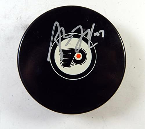 Анди Макдоналд №47 Подписа хокей шайба Филаделфия Флайърс в НХЛ Auto Sports 373 - за Миене на НХЛ с автограф