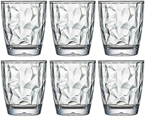 [Изглеждат като стъклени] Нечупливи чаши за пиене обем 10 унции, състоящи се от 6 теми, пластмасови чаши Tritan, Могат да се мият в миялна машина, Не съдържат BPA, Малки акри