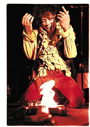 Сплескани Плакат Брат Mart Джими Хендрикс Burning Guitar 12x18 Инча