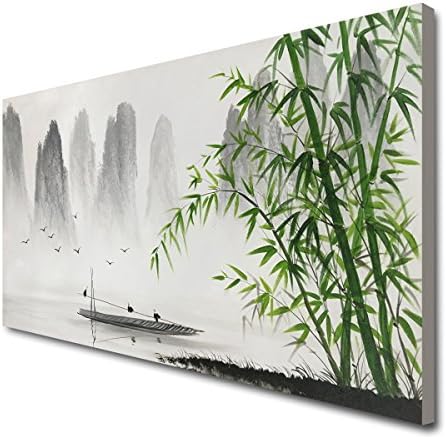 Традиционната Китайска Живопис Черно-бял Пейзаж Платно Стенно Изкуство Бамбуковое Произведение на изкуството