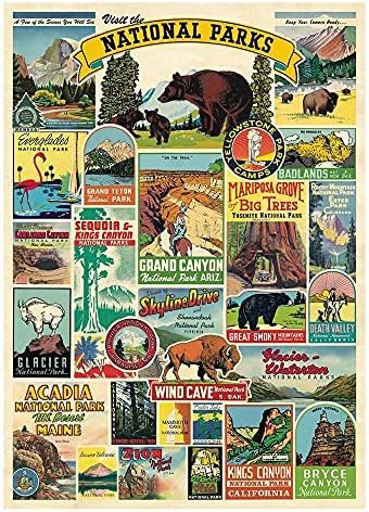 Декоративен Плакат Cavallini в амбалажна хартия, Национални паркове, Италиански Архивните хартия 20 x 28 см (WRAP / NP) Офис