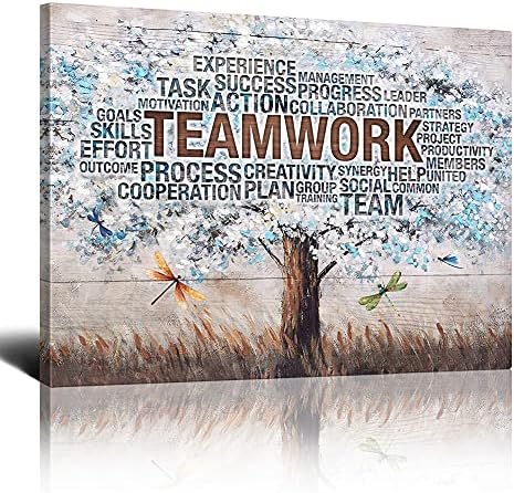 Drawpro Дърво за работа в екип, Вдъхновяваща Стенно изкуство За офис, Мотивационни Цитати, боядисани стени, вдъхновяваща
