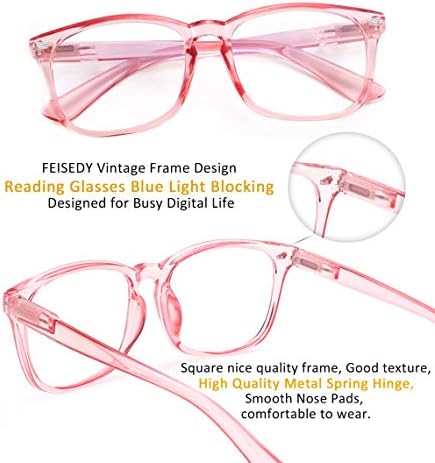 FEISEDY Реколта Очила За Четене със Синя Светлина, Блокиране на Очила За Жени И Мъже, Очила за Четене с Пружинным тръба