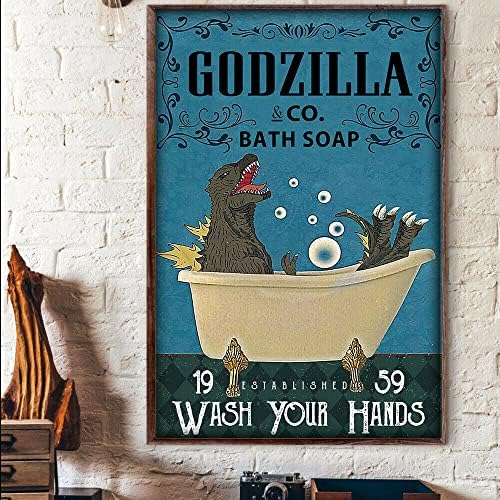SaNavie Godzilla Co Сапун за баня, Измийте Ръката на Плакат за Домашно Кафе Декор на Стените Домашен Бар Мъжки Пещера