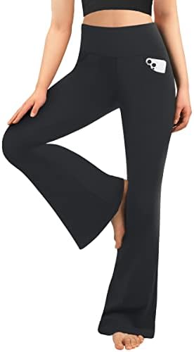 Дамски Черни Разкроена панталони за йога MOREFEEL за жени, Мазни Меки Гамаши с висока талия