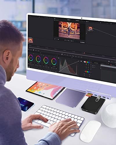 Многопортовый адаптер TWOPAN C USB Хъб за iMac 2021, USB-адаптер 7 в 1 за iMac, USB 3.0 Хъб HDMI за iMac 24/27 инча,