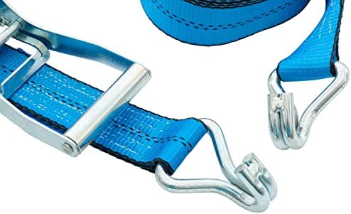 Продукти Mytee (10 опаковки син колан с механизма на палеца е с размер 2 инча x 30 фута с J-образна лети куки - Якост
