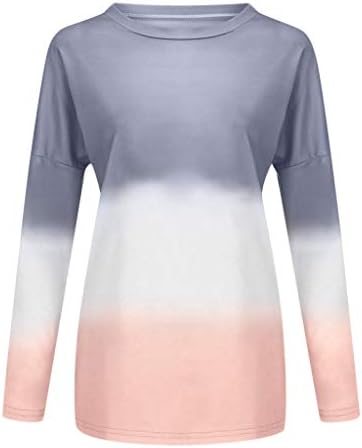 Дамски блузи на Райета с принтом Омбре и Равенство-Боя, Свободни Ежедневни Тениски с кръгло деколте и Дълъг ръкав, Пролетни