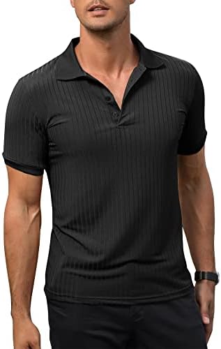 Zando Slim Fit Риза с къси ръкави за Мъже, Мускулни Тениски, Стрейчевые Риза За Голф, Риза с Къс Ръкав, Ежедневни Ризи