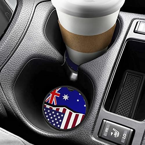 Комплект Автомобилни Каботажните с Флаговете на Съединените Щати и Австралия, Впитывающий Кръгла поставка за Чаши за