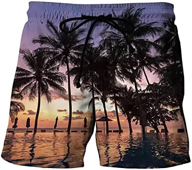 Плажни къси Панталони Големи Размери за Мъже, Реколта Плажно Облекло с 3D Принтом, Топене, с Джобове, Основни бързо съхнещи